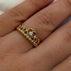 Pandora Gold Heart Ring with Silver Accents